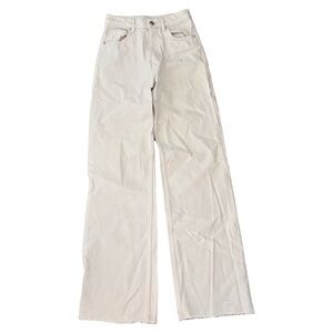 Zara Women's Cream Wide Leg Jeans